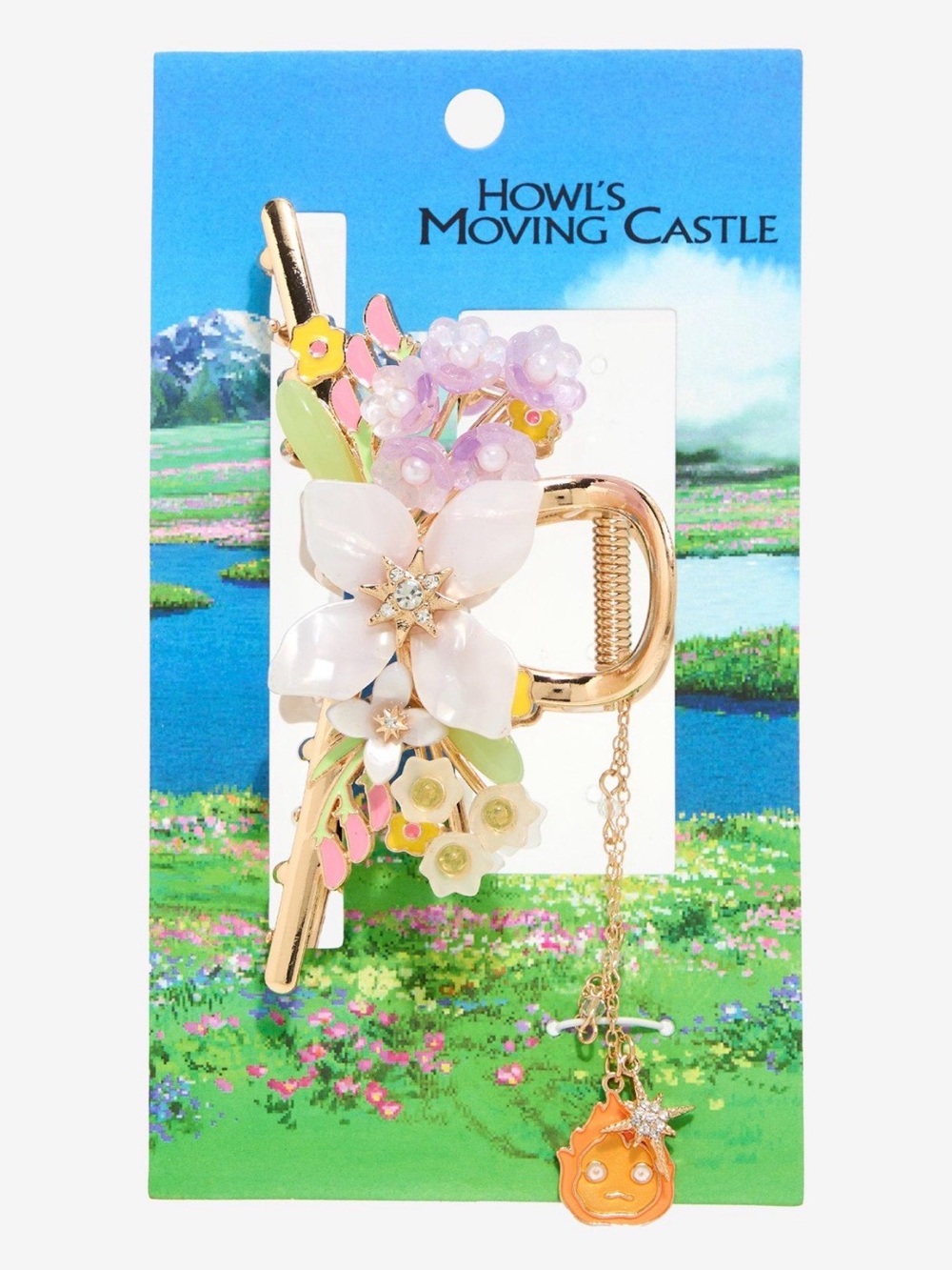 New Studio Ghibli Howl's Moving Castle Floral Claw Clip with Charm